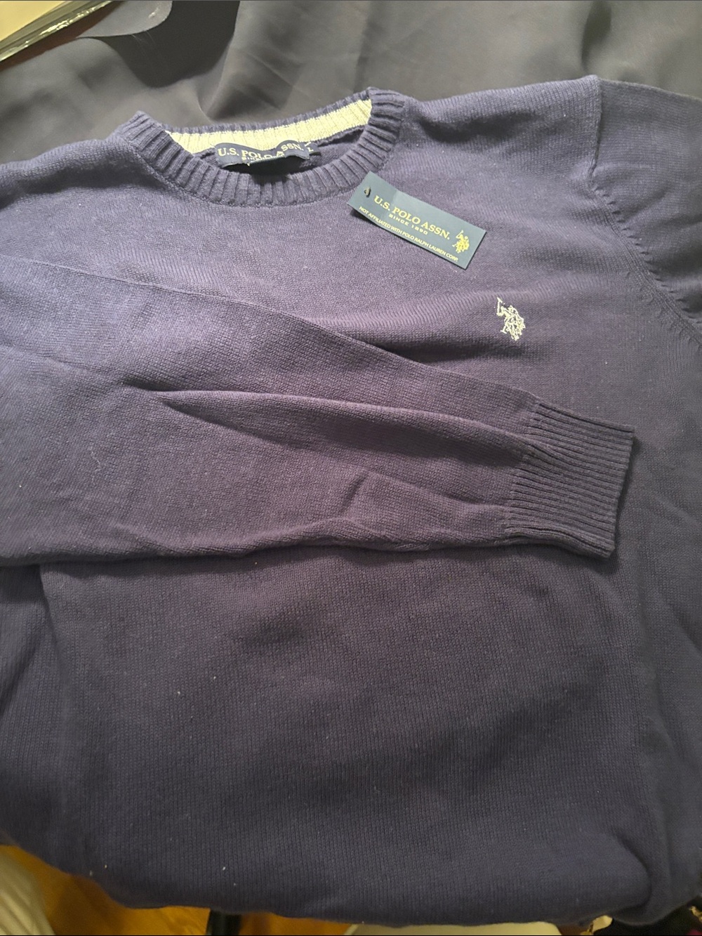 U.S. Polo Assn. Men's Navy Crewneck Pullover with Embroidered Logo